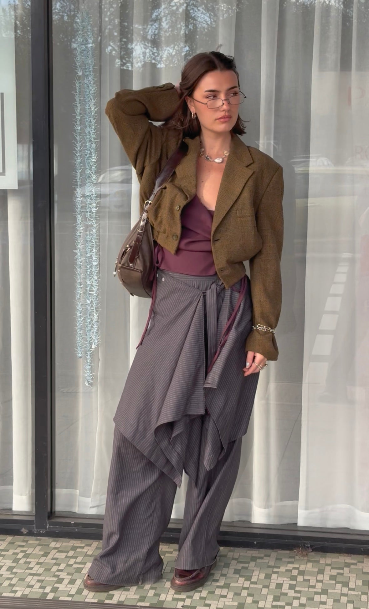 GRACE BOMBER | LIGHT BROWN PLAID