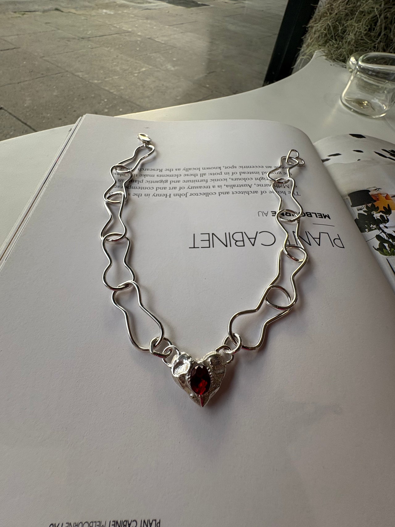 HEARTED GARNET NECKLACE