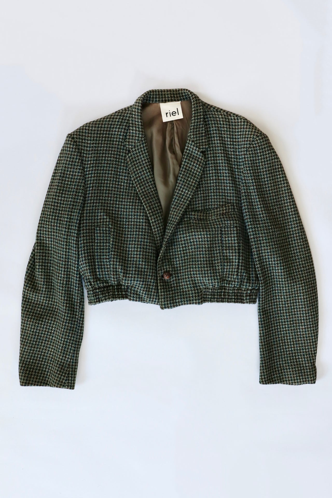 GRACE BOMBER | GREEN HOUNDSTOOTH