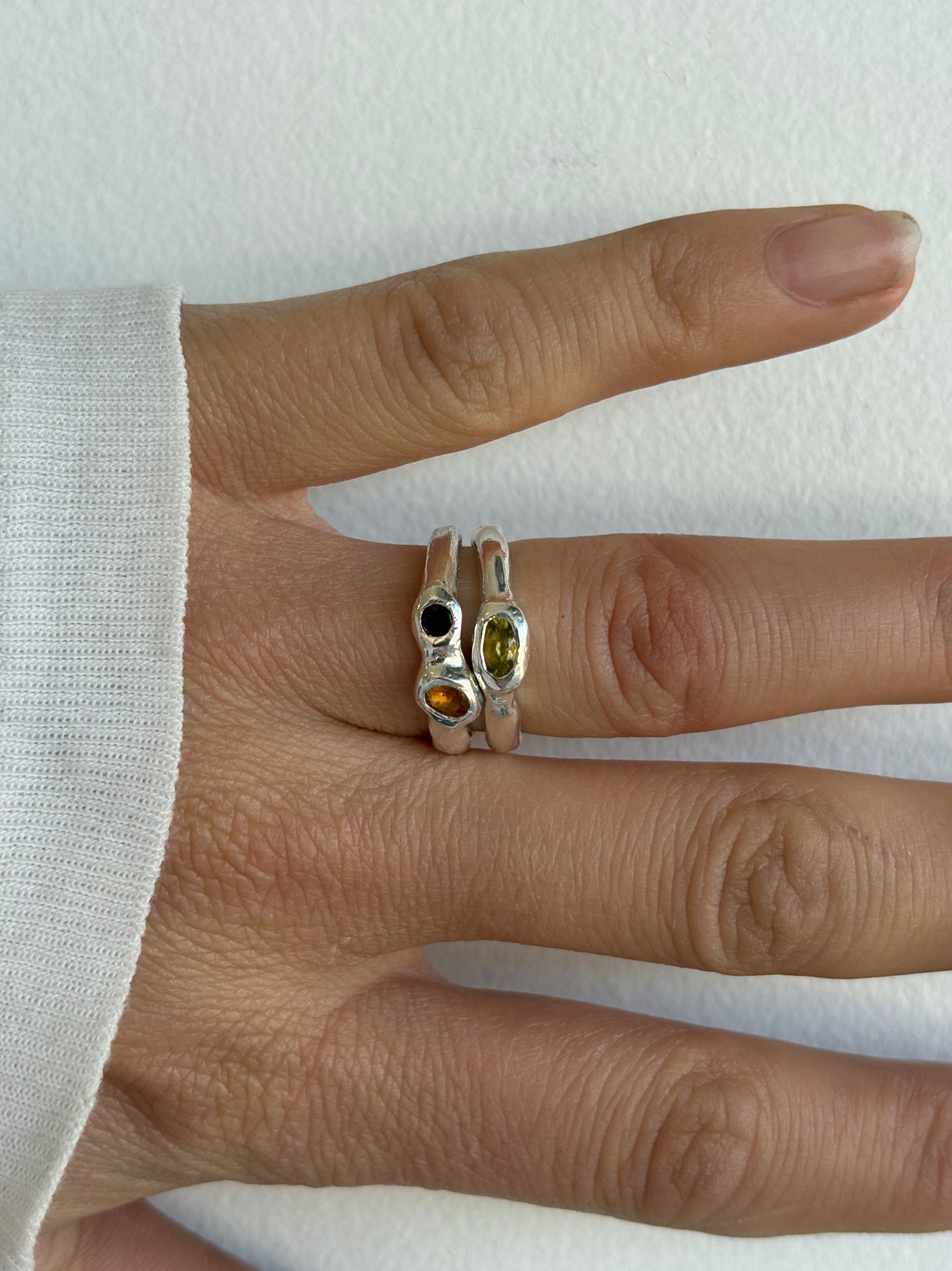 DOUBLE OVAL STACKER | TOURMALINE + GARNET