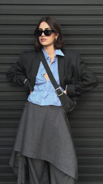 GRACE BOMBER | GREY PINSTRIPE